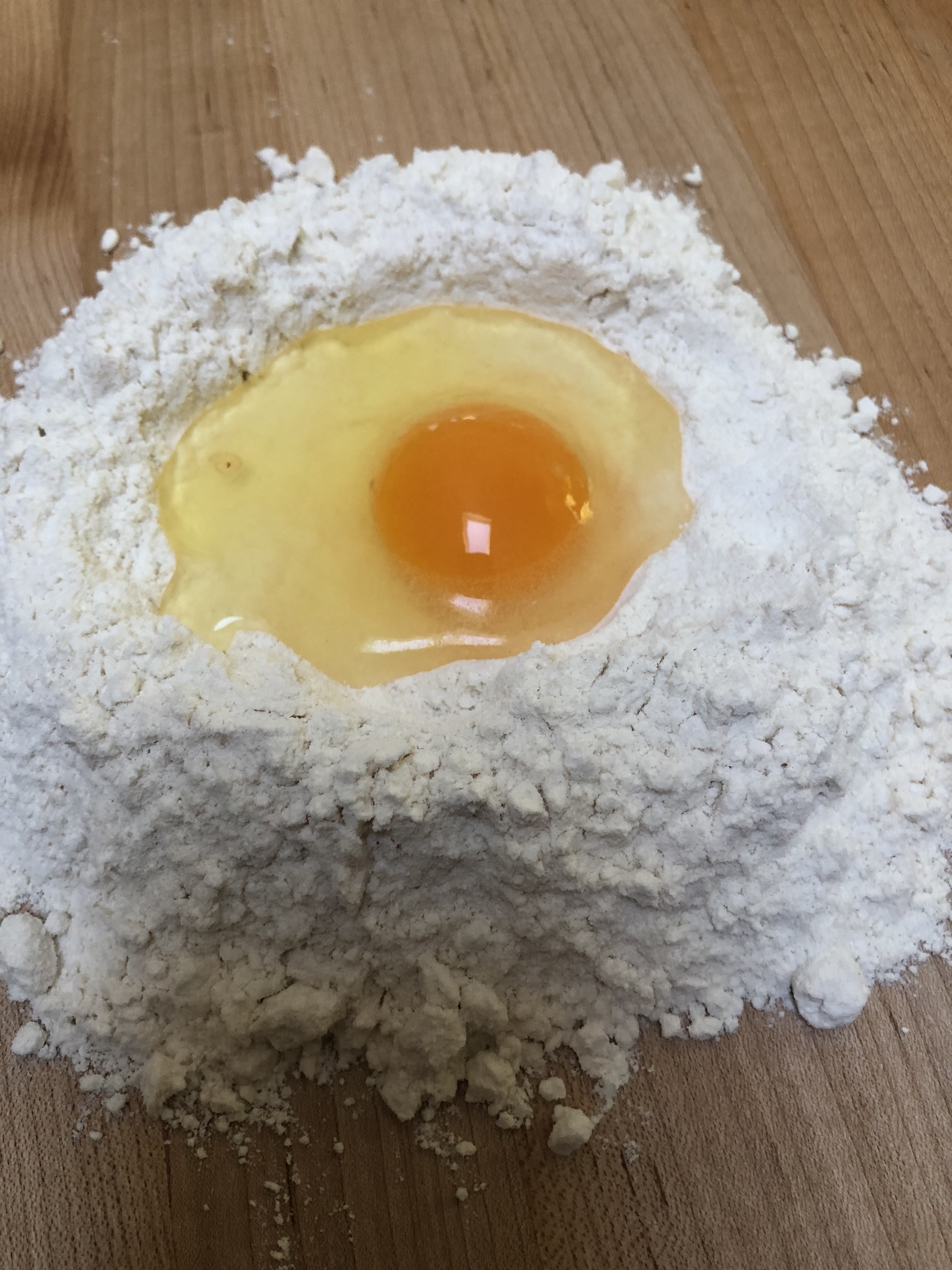 3. flour well with egg